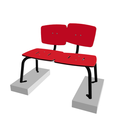 2-seater Jazz Bench with backrests and 4 legs
