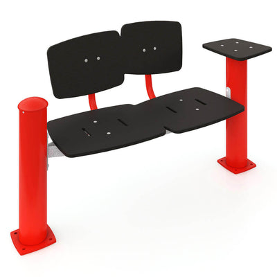 2-Seater Jazz Bench with backrests, 2 legs and one tablet