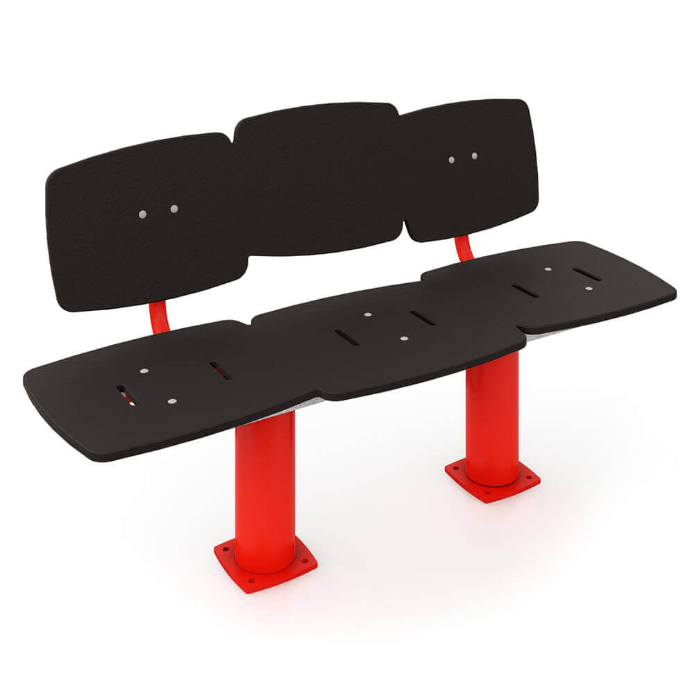 3-Seater Jazz Bench with backrests and 2 legs